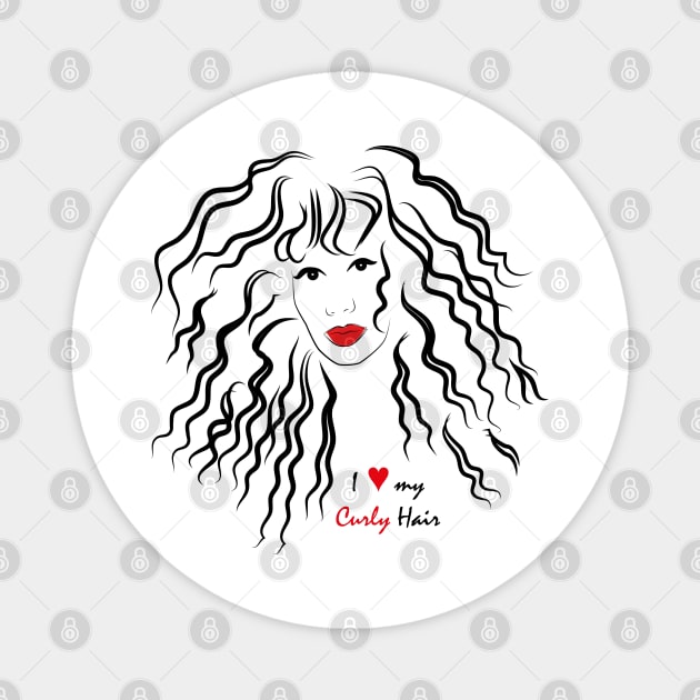 I love my curls - Curly girl Magnet by SaraFuentesArt